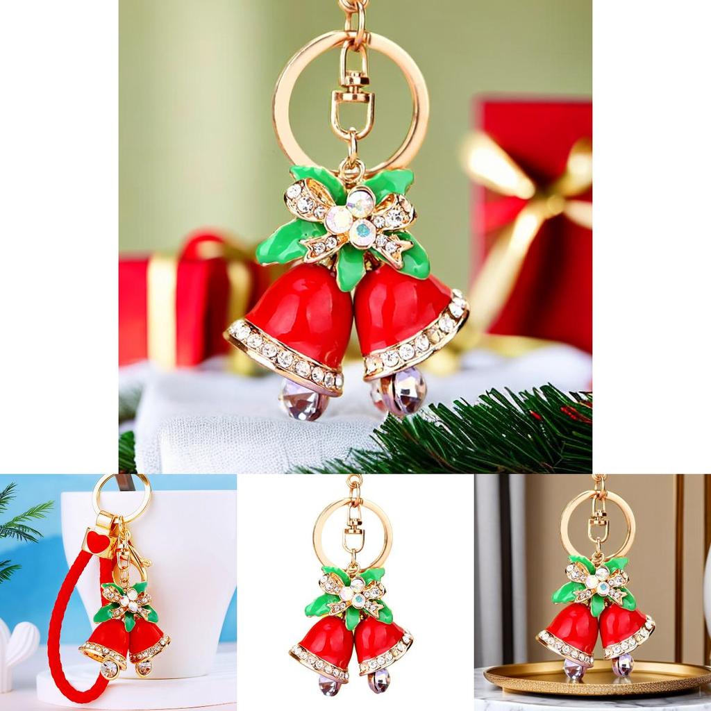 Stylish Woven Rope Christmas Bell Metal Keychain Elegant Gift For Couples And Friends