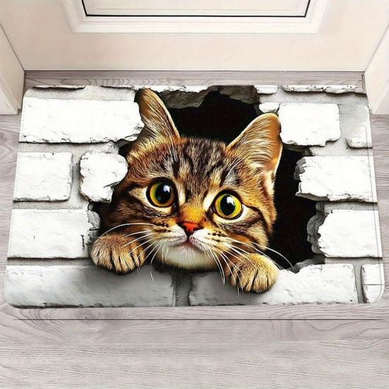 3D Optical Illusion Rug Realistic Hole Non-Slip Floor Mat Bottomless Pit Entrance Rug Doormat for Living Room Bedroom Playroom Decor