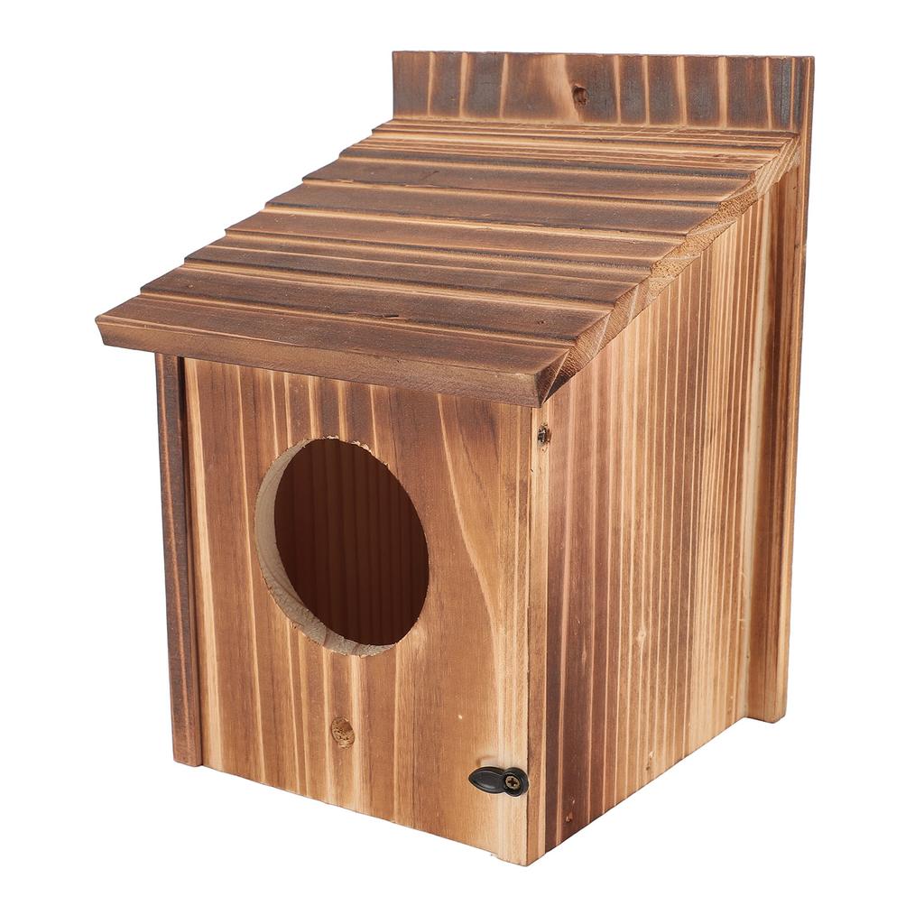 Bird House 6cm Hole Wooden Blue Bird Nesting Box with Perch for Outdoor Garden Balcony