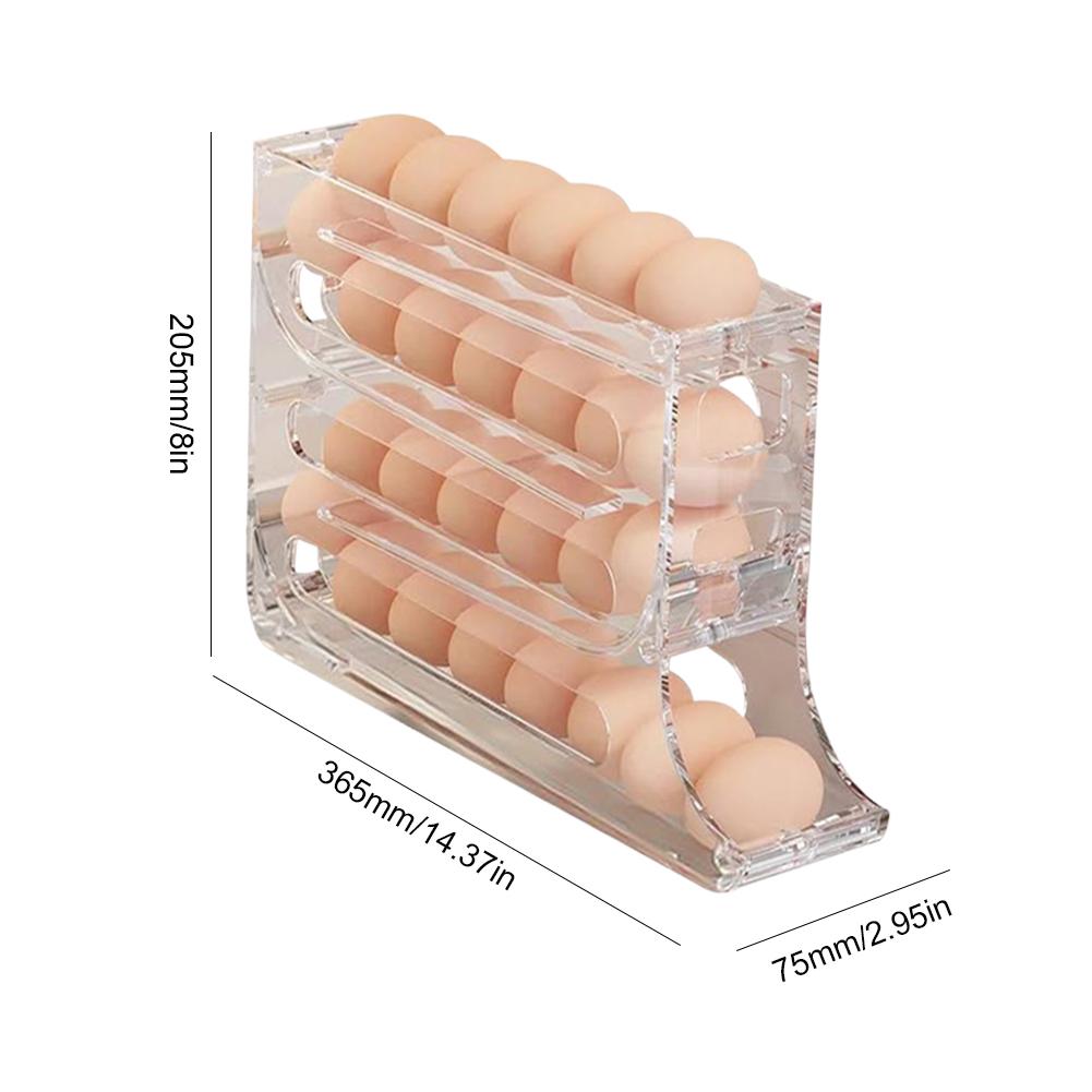 Egg Storage Box Egg Case Holder Large Capacity Egg Tray Organizer Household Space-Saving Eggs Rolling Rack for Refrigerator