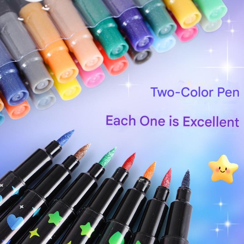Glitter Marker Pen Set with Storage Case, Art Markers for Journaling, Card Making, Coloring, Lettering and Paper Crafts