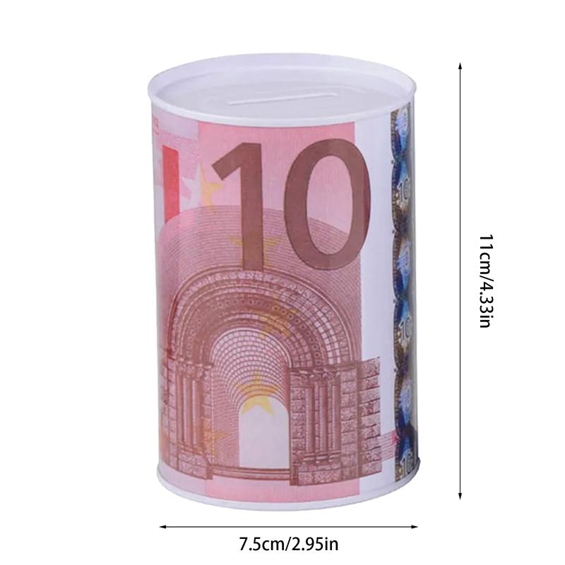 Square Piggy Bank Logbook Series Tin Plate Box Money Saving Pot Coin Box Gift Home Decoration Money Box Savings Coin Banknote