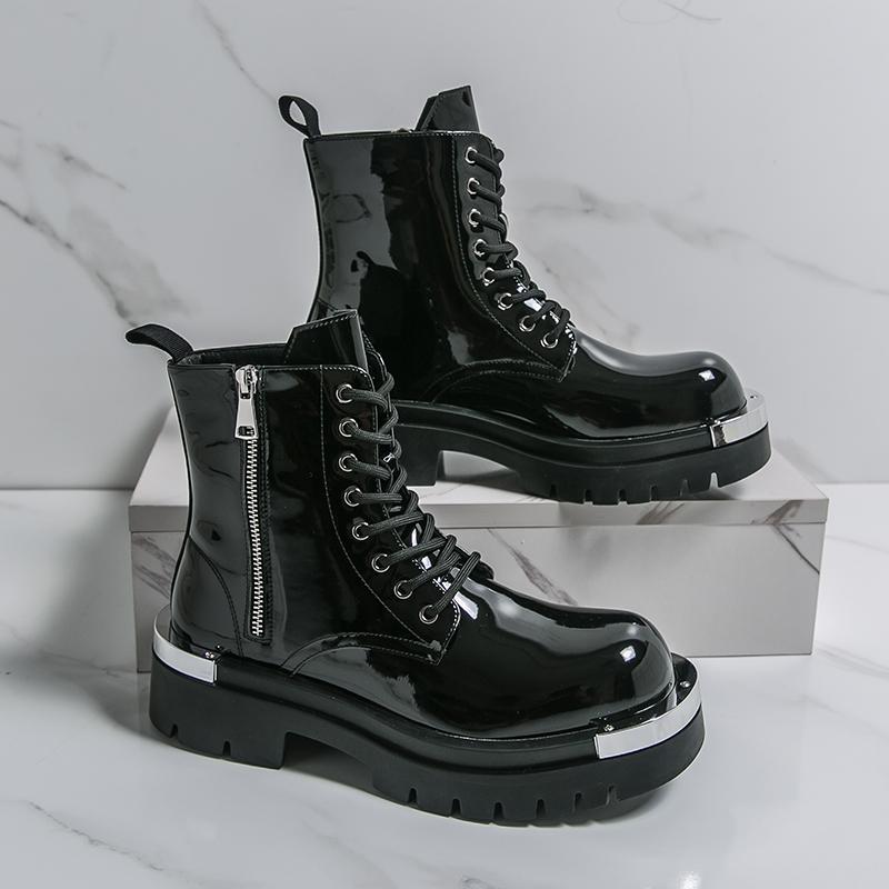 Fashion Winter Men Business Chelsea Boots Black Men Thick-soled Anti-slip Laced Business Fashion Motorcycle Boots Work Boots Sizes 38-46