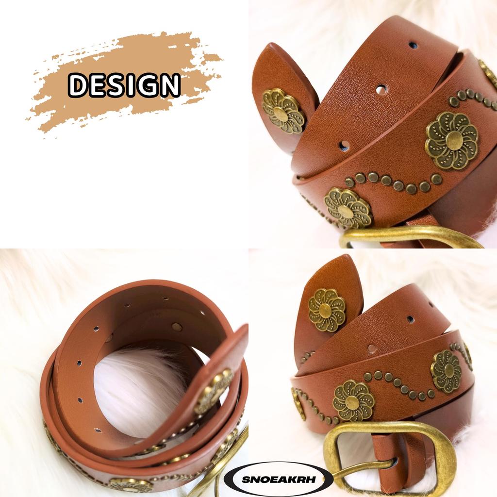 [SNOEAKRH] Vintage Punk Belt, Studded Belt, Unisex, Floral Pattern, Antique Style, Casual, Jeans Compatible, Retro Design, Fashion Belt, Party,