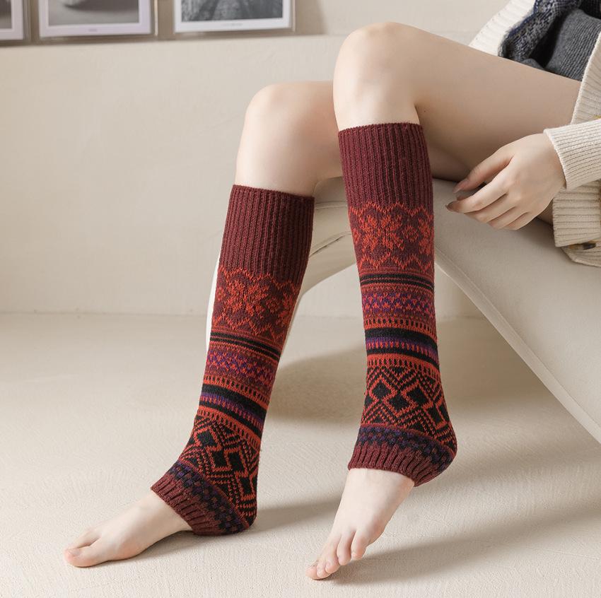 Autumn/Winter Warm Leg Warmers: Korean Knit Color Block Socks - European Style Women's Calf Foot Cover