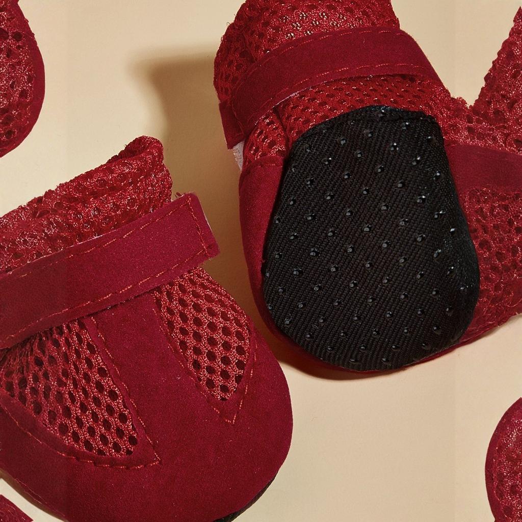 Hundeschuhe Mesh Atmungsaktiv Weiche Sohle Schuhe Für Hunde Bichon Teddy Haustierschuhe Hundestiefel (Packung mit 4)