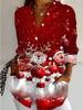 Damen Weihnachten Elf Schneemann Niedriger Druck Shirt Lässiges Shirt Feier Party Schneeflocke Baum Party Druck Modetrend Tragen Shirt