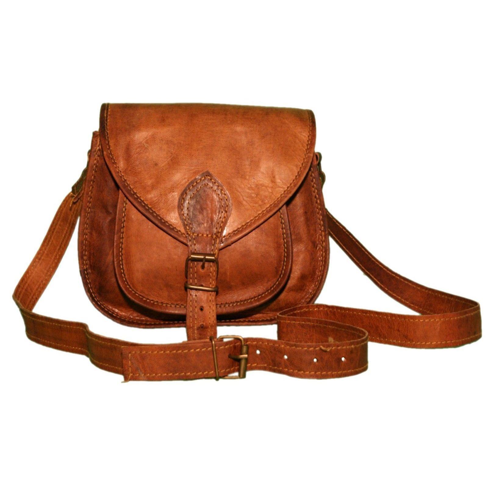 Женская винтажная кожаная сумка-портфель ручной работы через плечо в стиле хиппи 7 x 9 — фото 3