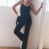 Solid Color Hollow Back Slim Fit Jumpsuit for Yoga and Running
