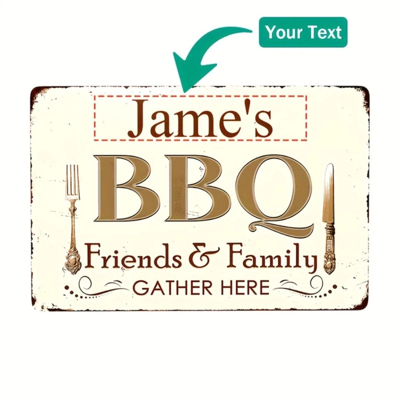Retro BBQ Metal Tin Sign - Personalized Grilling Decor for Outdoor Patio Garden белый