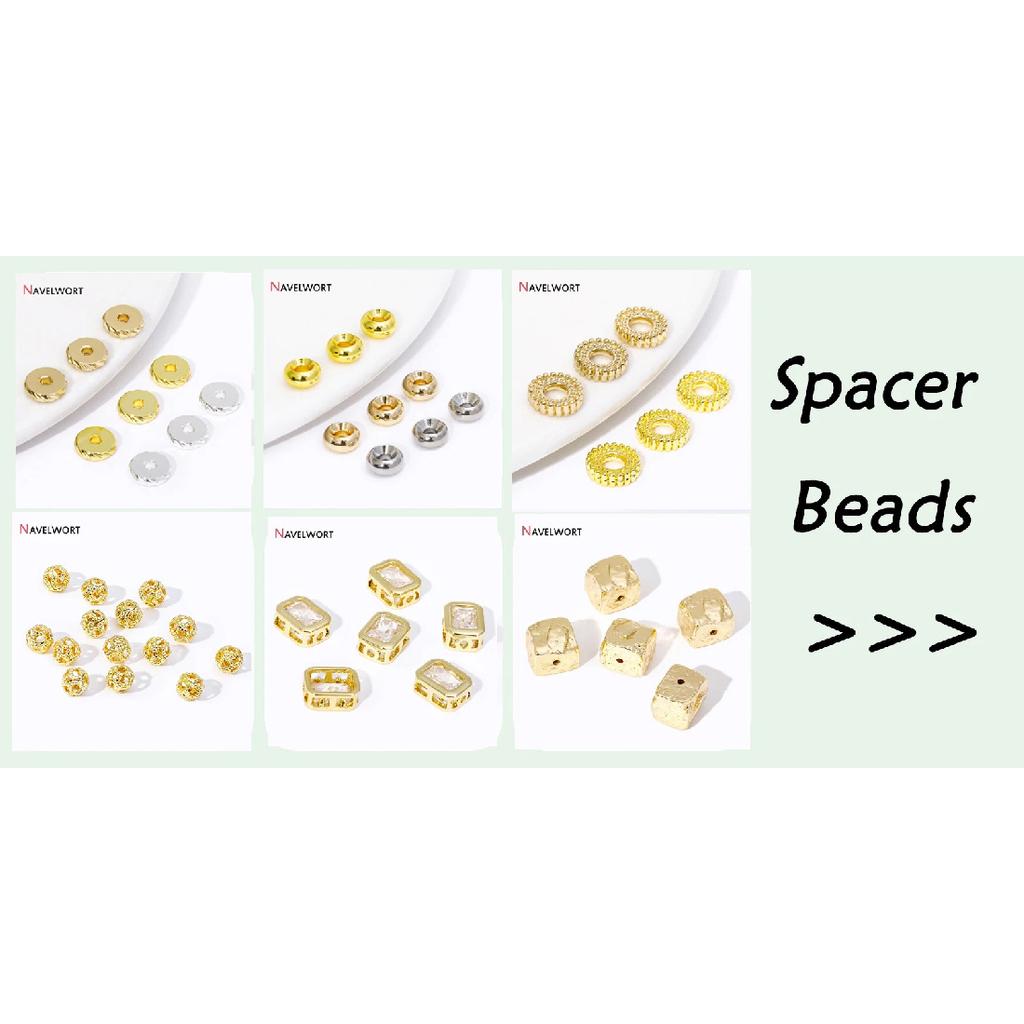 14K Gold Plated Brass With Zircon Spacer Beads Separator For Beads DIY Bracelet Necklace Making Accessories Jewelry Materials