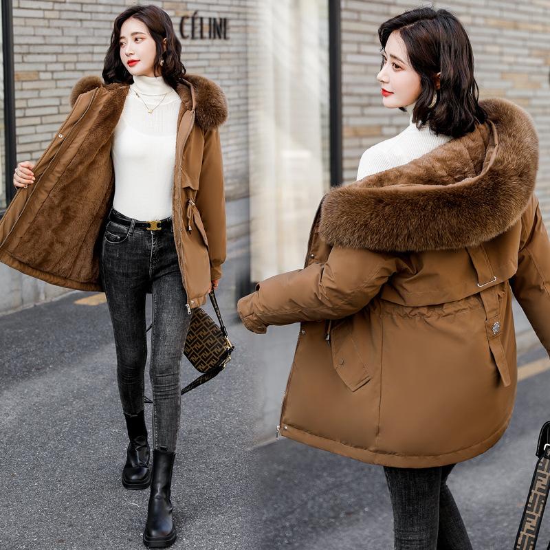 Autumn and Winter Parka Mid To Long Down Coat, Cotton Jacket Adding Velvet and Thickening Cotton Coat, Warm and Casual Cotton Jacket