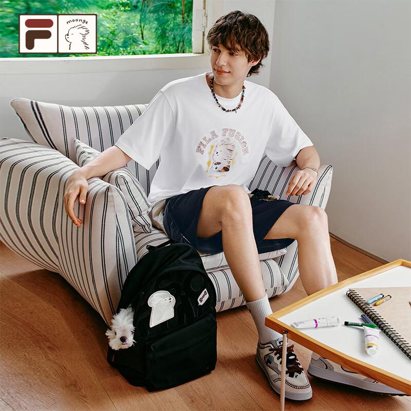 FILA FUSION Doodle Dog Co-branded Unisex Loose T-Shirt