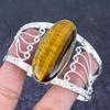 Natural Tiger Eye Gemstone 925 Sterling Silver Cuff Bangle Adjustable O7z61