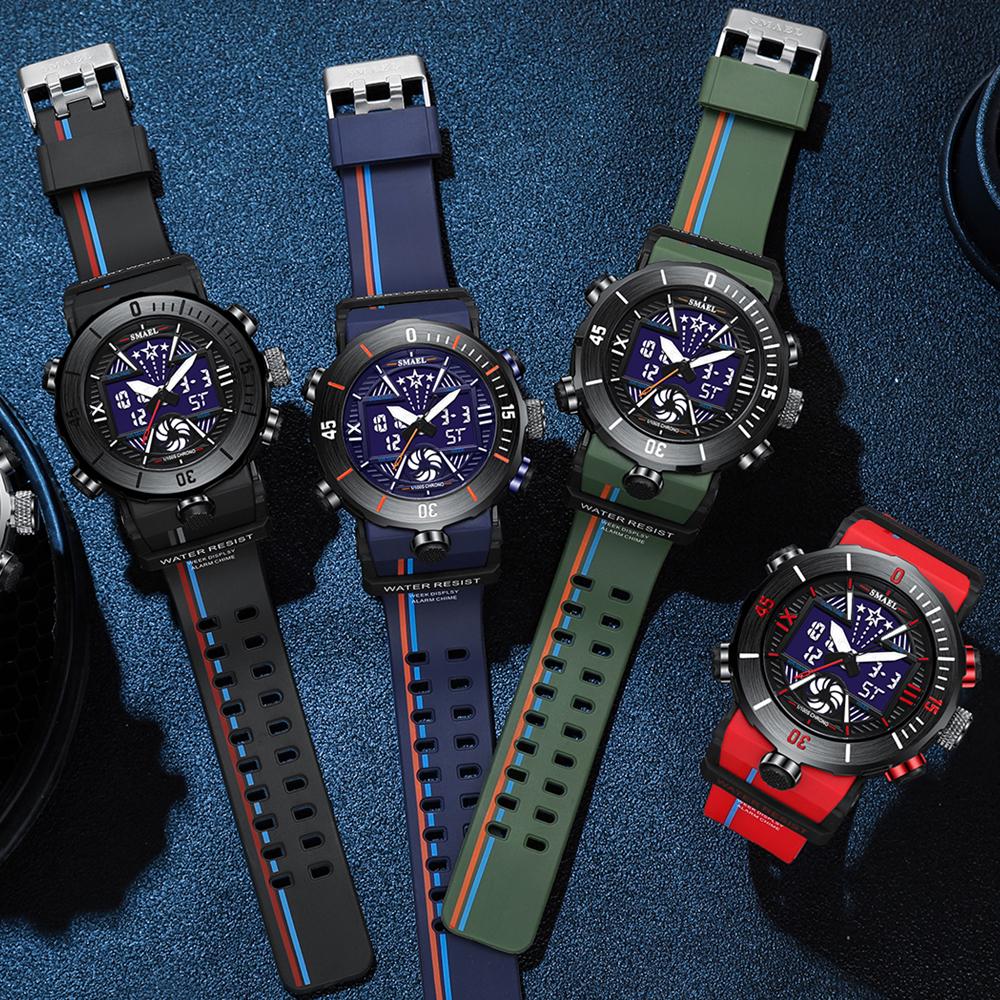 Sports Watch Luxury Men Digital Watches Military 50M Waterproof Man Watches 8051 Digital Wristwatches S Shock Red Watch LED