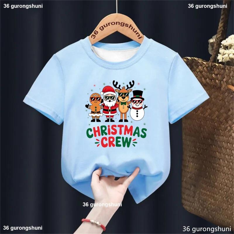 Christmas Fashion 2026 Christmas Crew Print Pattern Cute Men's and Women's T-shirt Christmas Short Sleeved Quick Drying T-shirt