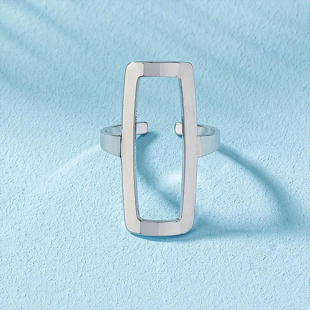 Unisex Goldfarbener Quadratischer Ausschnitt Verstellbarer Ring - Schlichte Geometrische Fingerdekoration