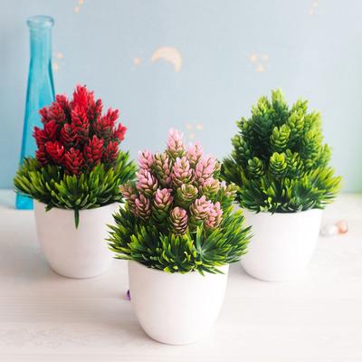 1 ENSEMBLE Mini Décoration de Maison Ornement de Bureau Bonsaï de Simulation Plante en Pot Fausse Plante en Plastique Fleur Artificielle