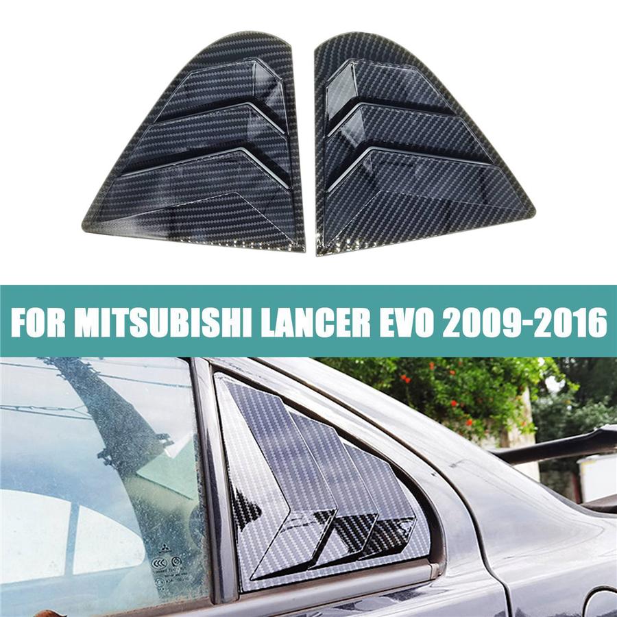 Carbon Fiber Look Rear Side Window Louver Cover For 09-16 Mitsubishi Lancer EVO