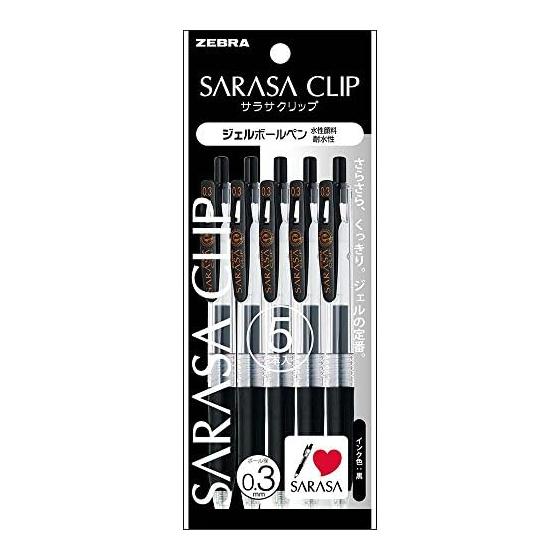 Zebra gel ballpoint pen Sarasa clip 0.3 black 5 pieces P-JJH15-BK5