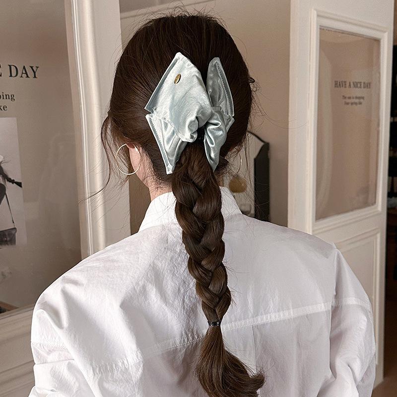 Triangular Clip Satin Shell Bow Hair Clip, Women's New Back Head High-end Shark Clip Hair Accessory