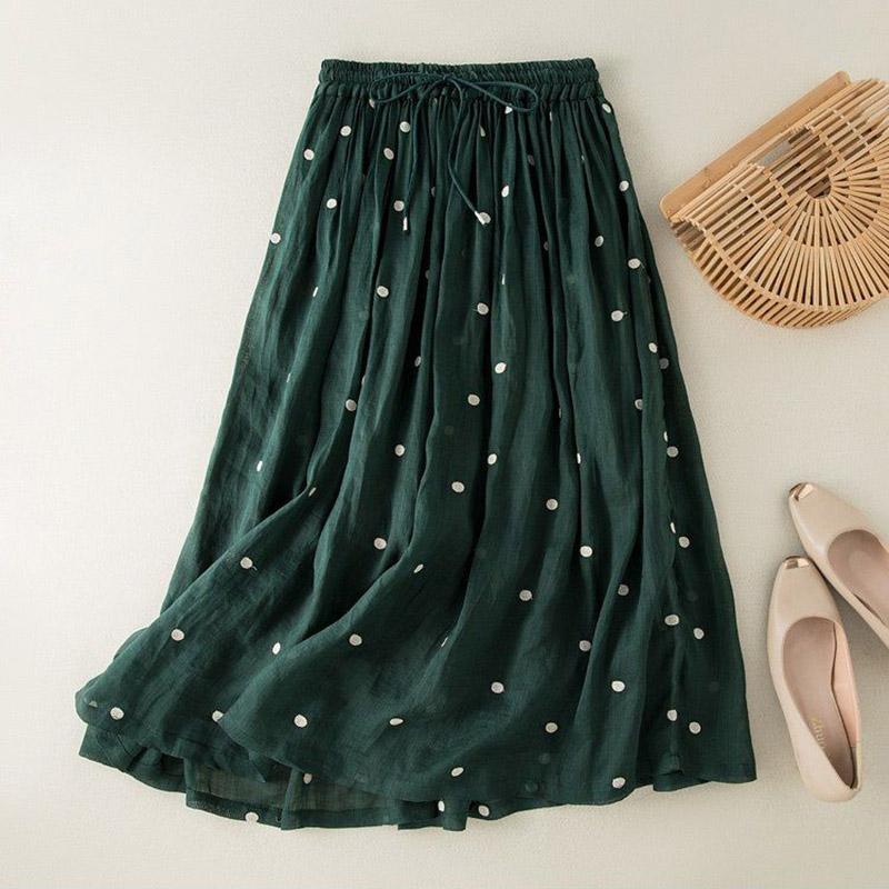 

Юбка Женская Летняя Повседневная Универсальная Эластичная С Высокой Посадкой Свободная Юбка Большого Размера Эластичные Хлопковые Платья XXL зелёный