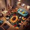 Customizable sunflower pattern non-slip rug, soft flannel, washable, non-slip backing, suitable for living rooms, bedrooms, bath