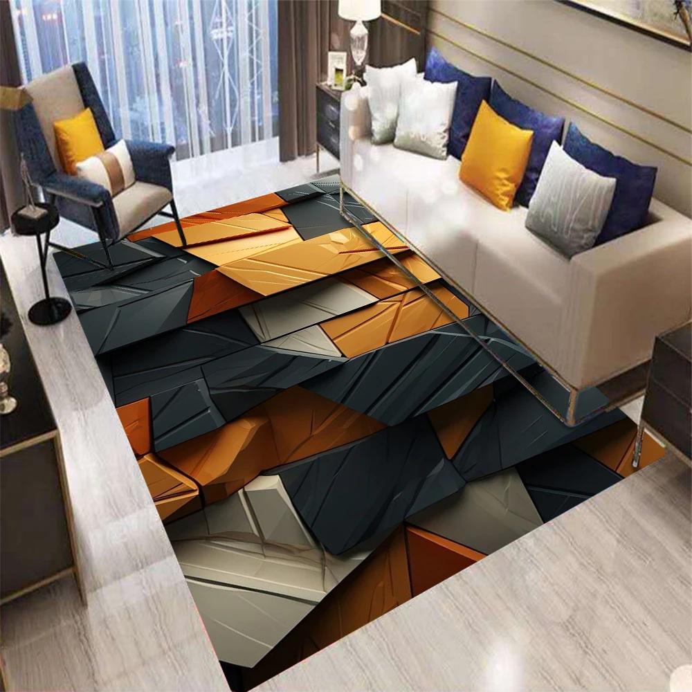 Retro Color Geometry Plaid Carpet Living Room Bedroom Balcony Sofa Table Entrance Mat Non-slip Machine Washable Rug Home Decor