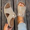 Women'S Wedge Heel Sandals Comfortable One-Strap Sandals Metal Decoration Casual Thick-Soled Slippers Versatile Casual Wedge Heel Slippers