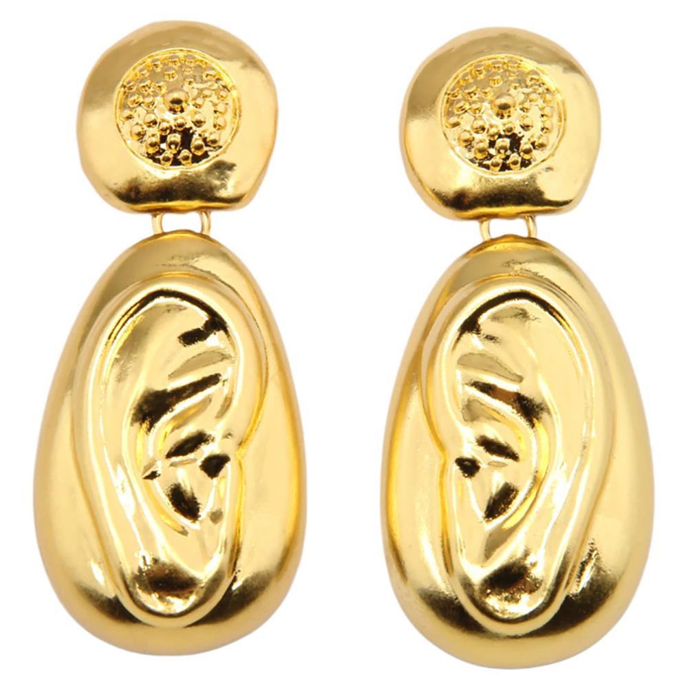 New Personalized And Exaggerated Metal Earrings Women's Light Luxury Retro Gold Earrings Fashionable Punk Jewelry Accessories