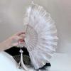 Vintage Feather Fan Classical Hand Dancing Fans Chinese Style Lace Folding Fan Art Crafts Gifts Dancing Proformance Party Decor
