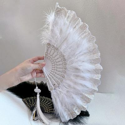 Feather Fan Wedding Hand Fans Folding Handheld Fan Manual Dancing Fans Home Decoration Photo Props Elegent Dancing Props