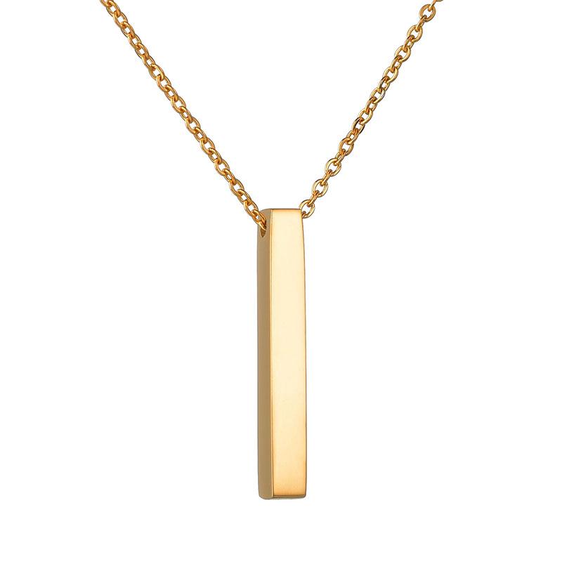 Custom Engraved Minimalist Cylinder Bar Necklace in Stainless Steel