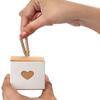 10PCS Candy Box Heart-shaped Packaging Boxes Gift Box Vintage With Ribbon Heart-printed Gift Box Kraft Paper With Twine 5.5x5.5cm