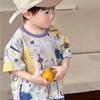 Boys' summer style Korean style tie-dye all-over printed round neck boys' T-shirt short-sleeved tops