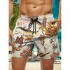 Summer New Hawaiian Plant Print Men's Street Hip Hop Casual Shorts Men's Summer Swim Shorts Drawstring Casual Shorts