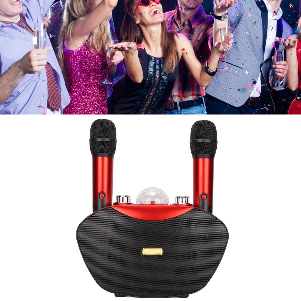 Bluetooth Karaoke Speaker Portable Colorful Light Karaoke Machine Set with 2 Wireless Mic for Party