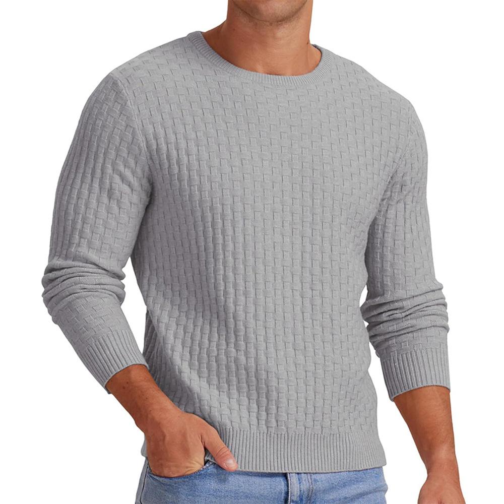 Men's Knit Sweater Round Neck Textured Pattern Casual Pullover Multi-Color Options