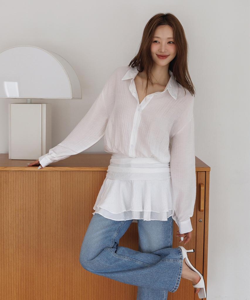 HYFVE Smoked Banding Flare Shirt Dress