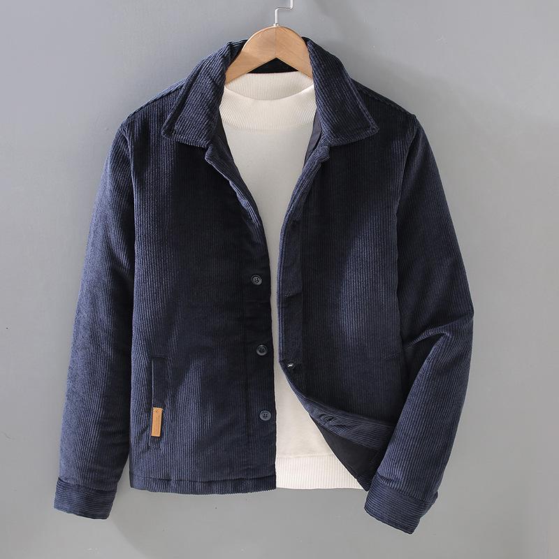 

Men s Winter Retro Thickened Corduroy Jacket - Casual Youth Outerwear XL темно-синього кольору