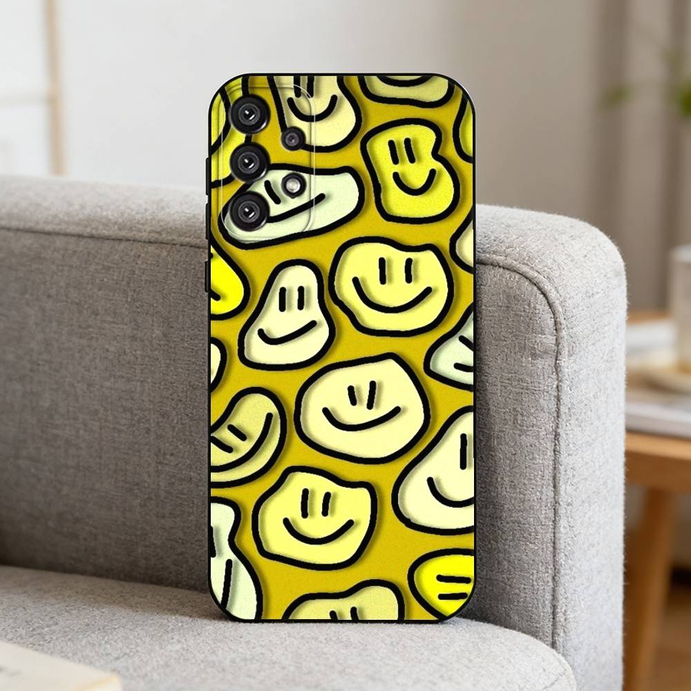 C-Cute Smile A-Art Handyhülle für Samsung S25,S24,S21,S22,S23,S30,Ultra,S20,Plus,Fe,Note,10,9,5G Schwarze Abdeckung