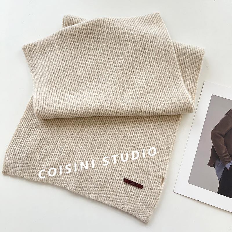 Japanese Gentle Solid Color Soft Waxy Knitted Scarf for Women Winter New Warm Student Couple Woolen Scarf Trendy