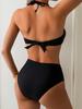 Fashion Pure Style Two Piece Bikini With Metal Accessories Sexy For Women Summer Beach Holiday