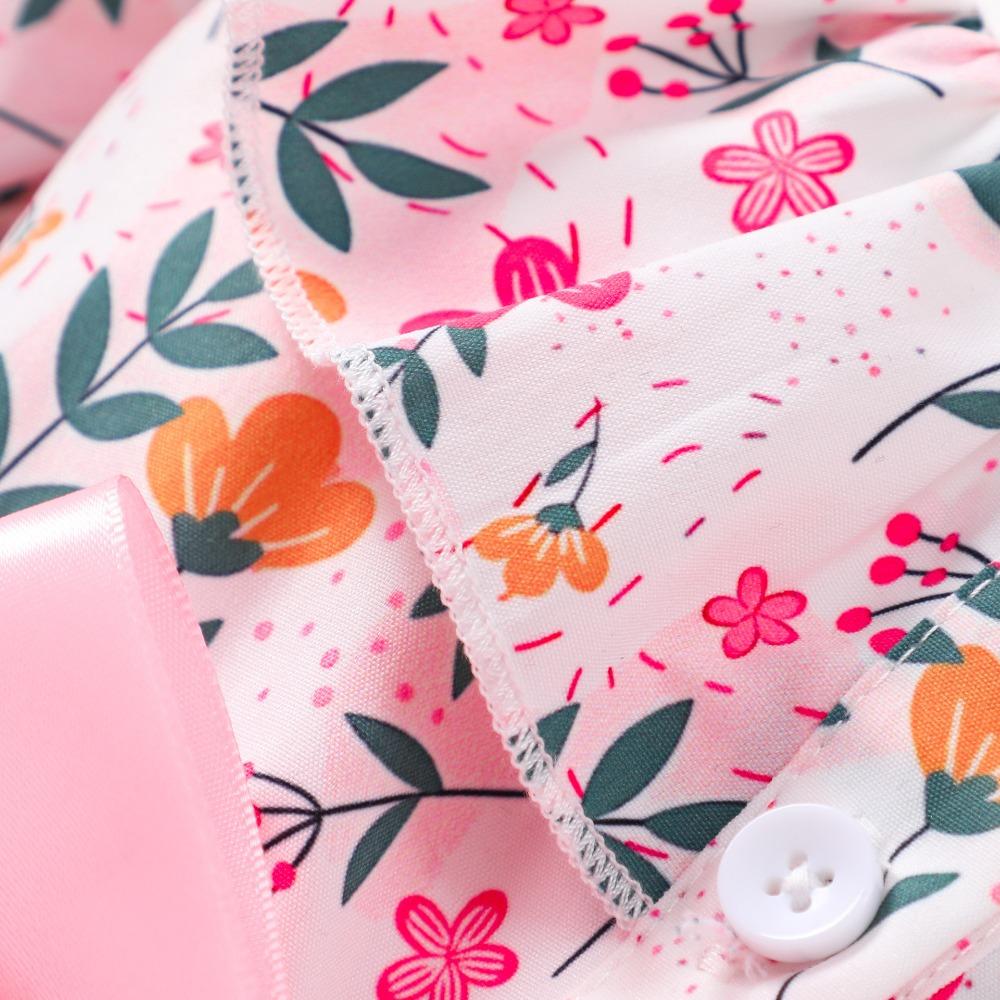 2-7 Years Girls' Floral Print Mesh Dress with Collar and Belt Girls Spring Autumn Winter Dress