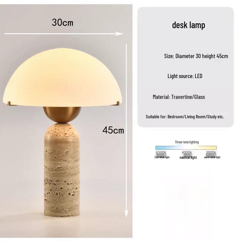 

Modern Nordic Travertine Table Lamp: Designer Bedside Lighting
