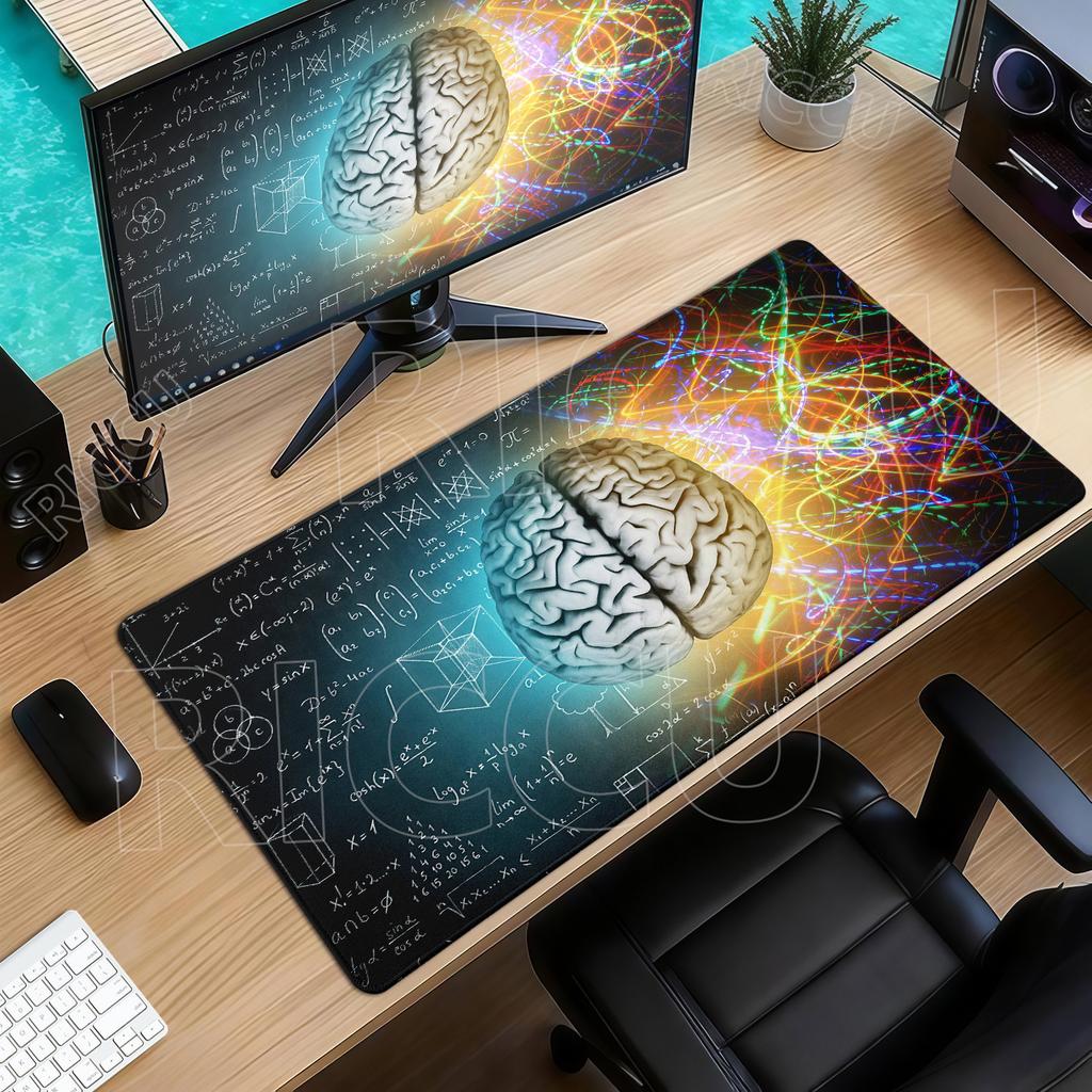 Creative Human Brain Background Math Science Formulas Mouse Mat Gamer Mouse Pad Gaming Computer Desk Mat Carpet Pc Accessories