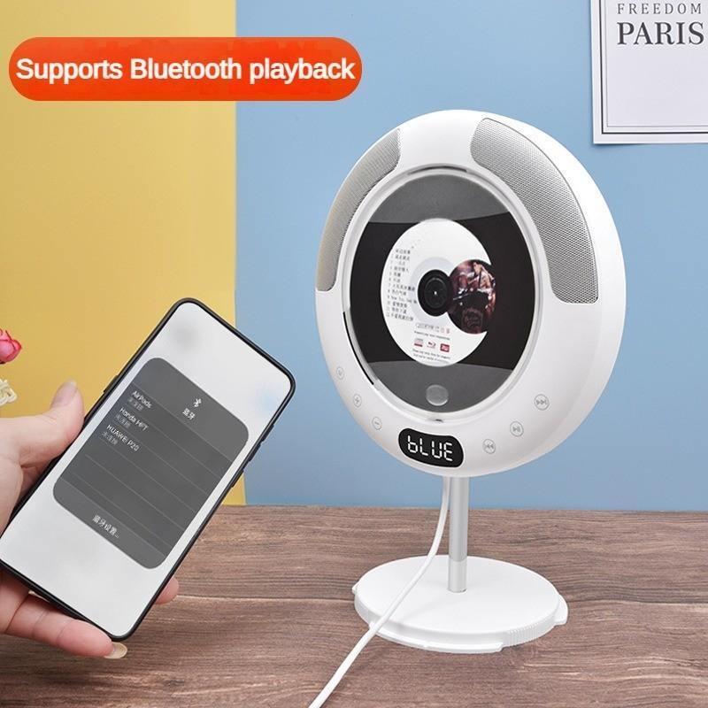 10W Wall Mounted Bluetooth CD Player Equipped with Dust Cover and Dual Horn Speaker Household CD Album Radio 185*185*33mm