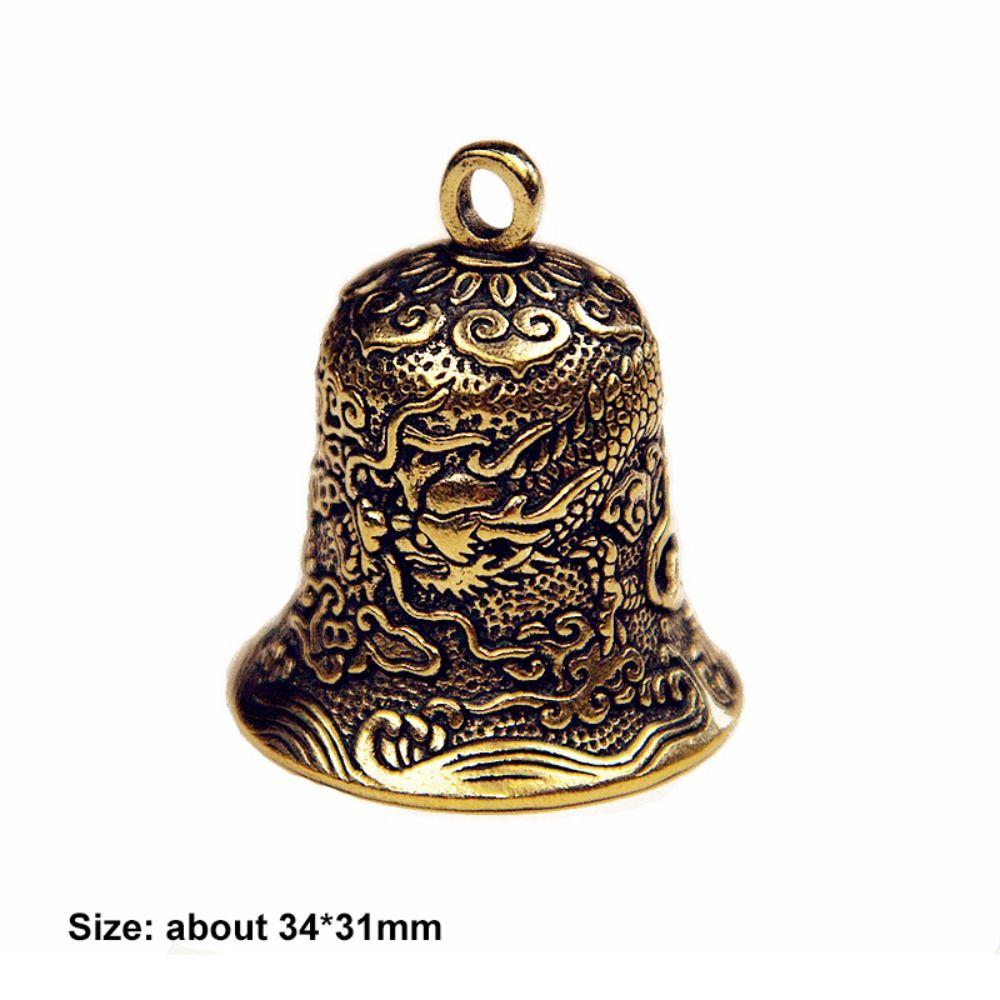 Exquisite Biker Good Luck Charm Carved Dragon Totem Evil Spirit Trap Bell Bronze Bell  Men's Gift