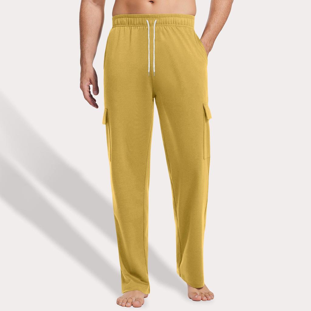 Men's Loose Casual Multi-pocket Work Pants, Youth Stretch Waist Drawstring  Pants