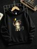 Children's Unisex Hooded Sweatshirt, Spring/Autumn Long-Sleeve Top with Front Print of Fun Messy Kitten and Bird Pattern, Kids' Clothing, Casual Hoodi
